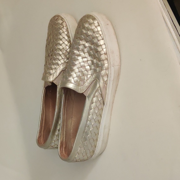 M. Gemi sz 42 sz 11 Gold woven leather tennis shoes sneakers slip on - Picture 4 of 9